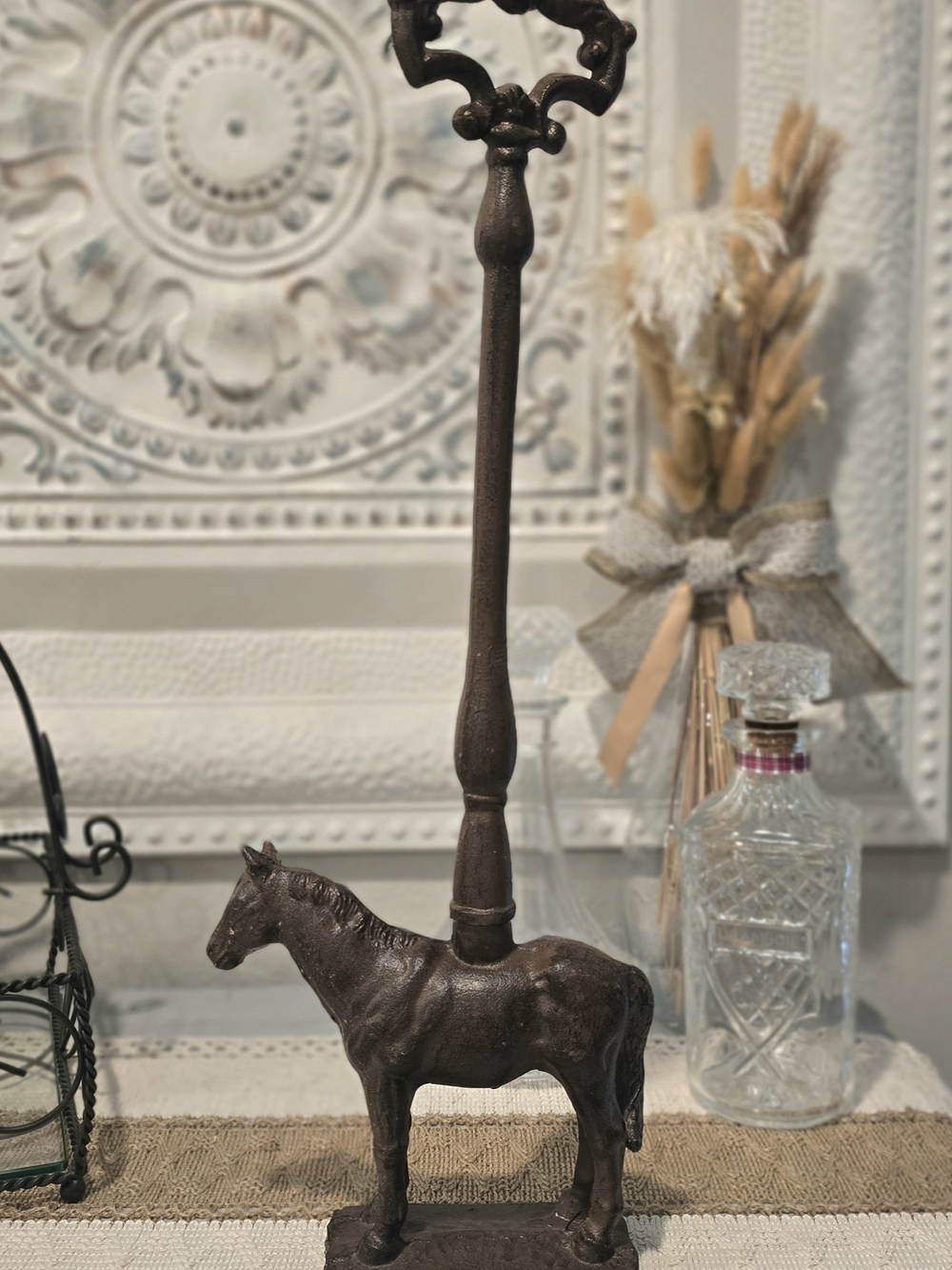 Vintage Decorative Cast Iron Horse Door Stopper - Brown - Picture 4 of 11